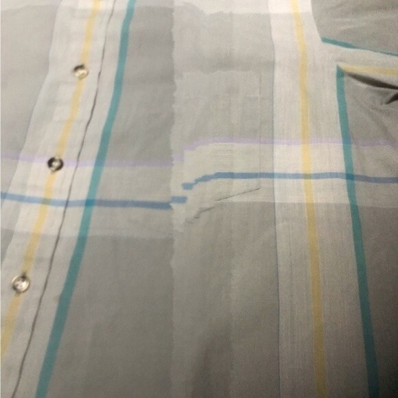 The Fox Collection Men’s Single Needle Short Sleeve Button Up Shirt Gray Size XL - Picture 3 of 5